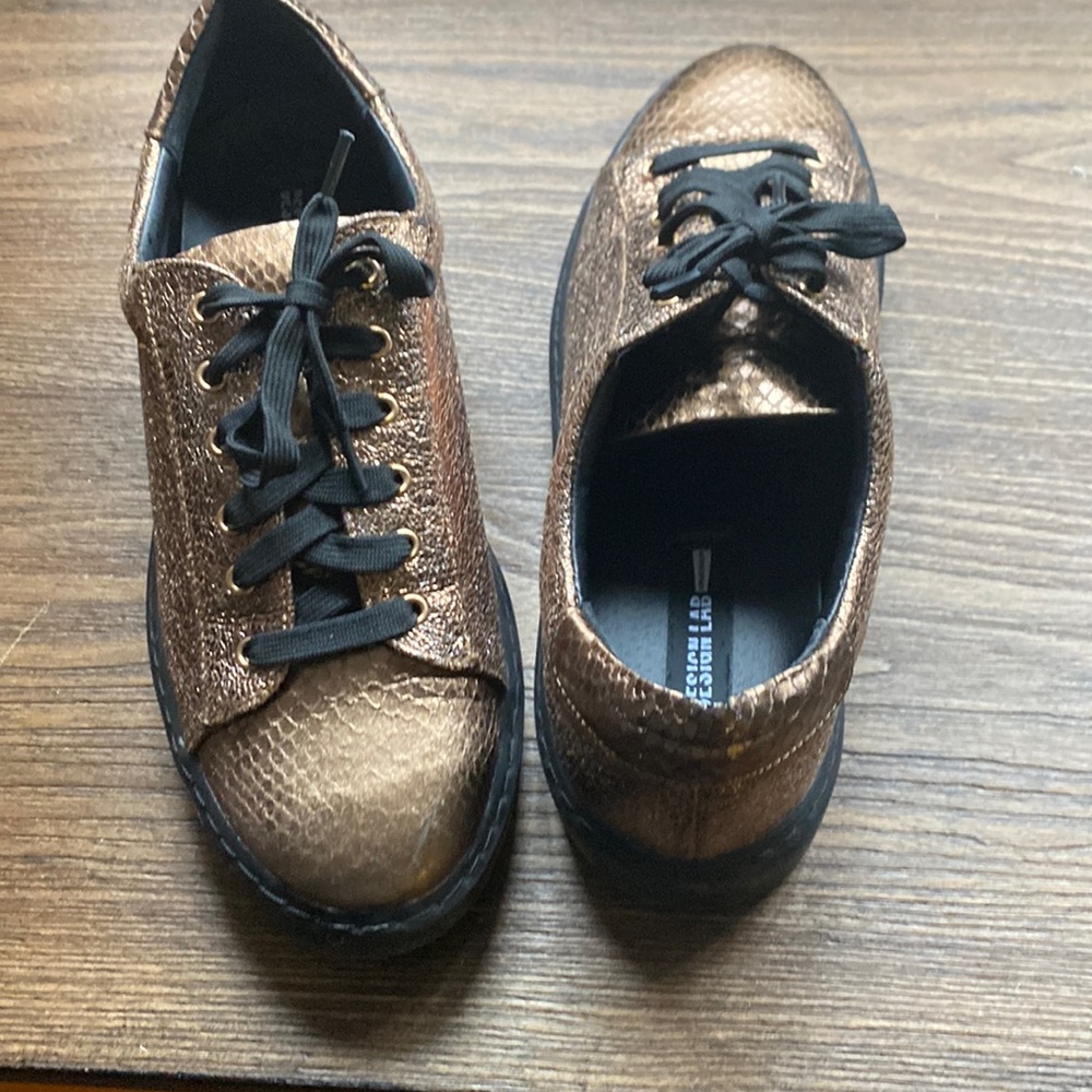 Ladies Design Lab Metallic Gold Sneakers size 7.5